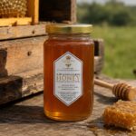 Queens Hive 16 oz raw honey jar by bee hive